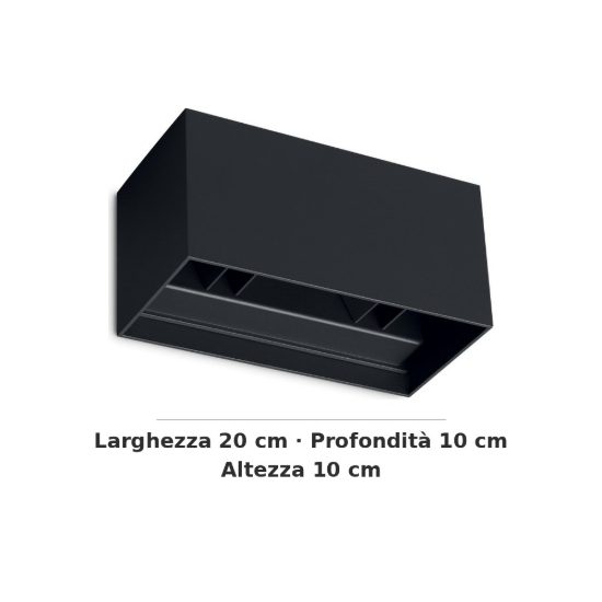 Ideal lux atom applique da esterno rettangolare led 25w 4000k 20cm moderna nera