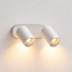 Ideal lux dynamite applique con 2 faretti cilindrici orientabili gu10 per soggiorno bianca