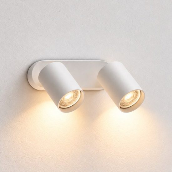 Ideal lux dynamite applique con 2 faretti cilindrici orientabili gu10 per soggiorno bianca