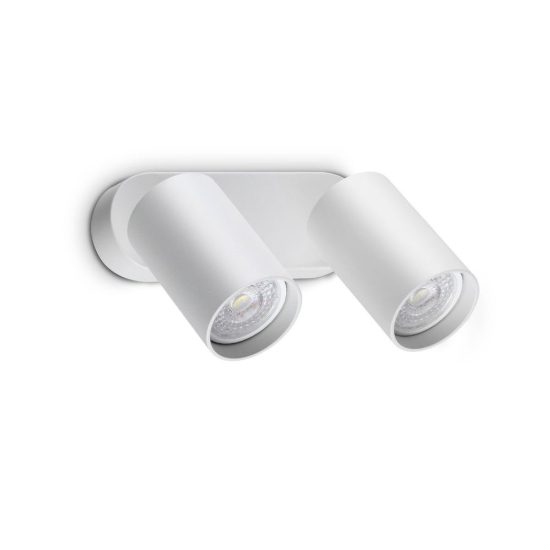 Ideal lux dynamite applique con 2 faretti cilindrici orientabili gu10 per soggiorno bianca
