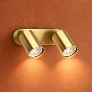 Ideal lux dynamite applique con 2 faretti cilindrici orientabili gu10 per soggiorno ottone