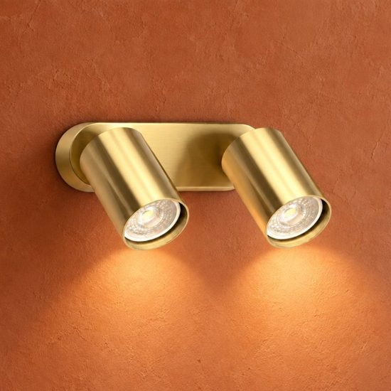 Ideal lux dynamite applique con 2 faretti cilindrici orientabili gu10 per soggiorno ottone
