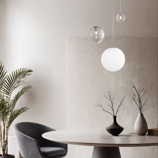 Ideal lux mapa sfera in vetro satinato 30cm per sospensioni modulari