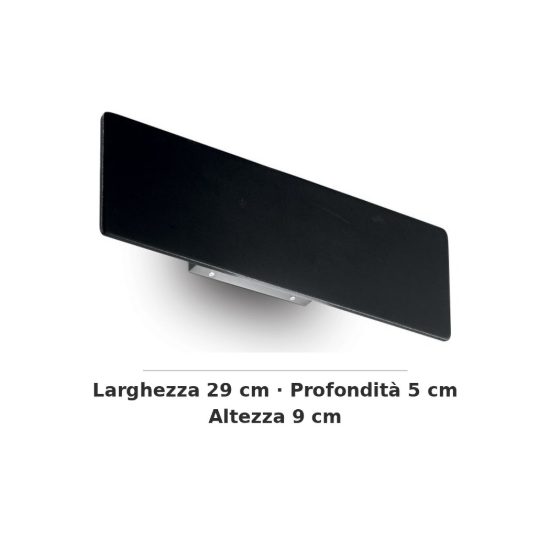 Ideal lux zig zag applique rettangolare led 12,5w 4000k 29cm per soggiorno moderna nera