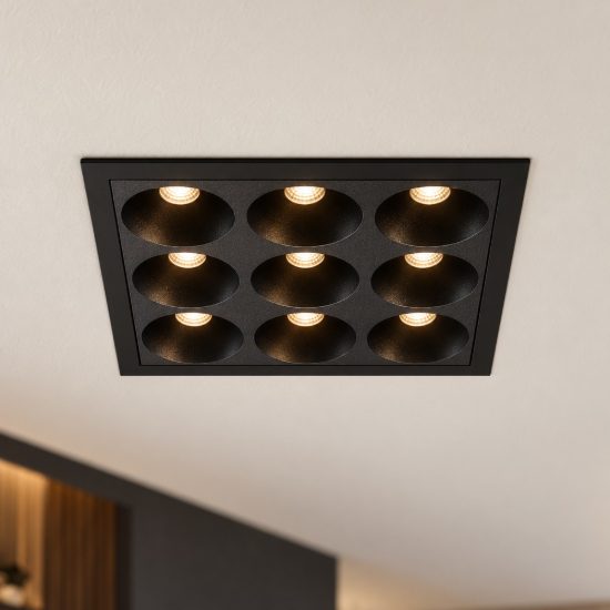 Ideal lux lika faretto da incasso per cartongesso led 10w 3000k foro 6x6cm quadrato nero