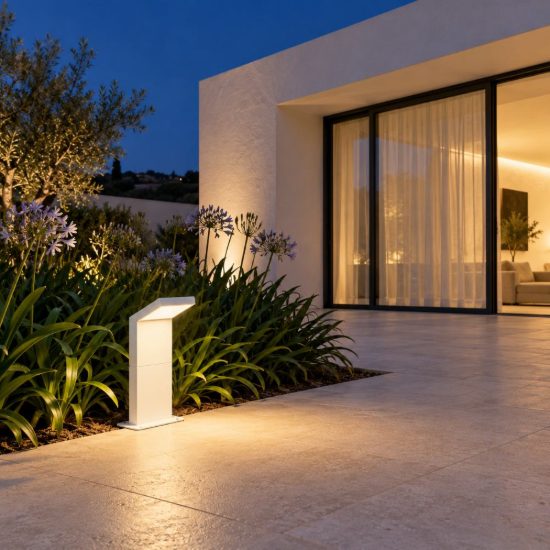 Ideal lux style paletto da esterno giardino con sensore led 8,5w 3000k 30cm rettangolare bianco