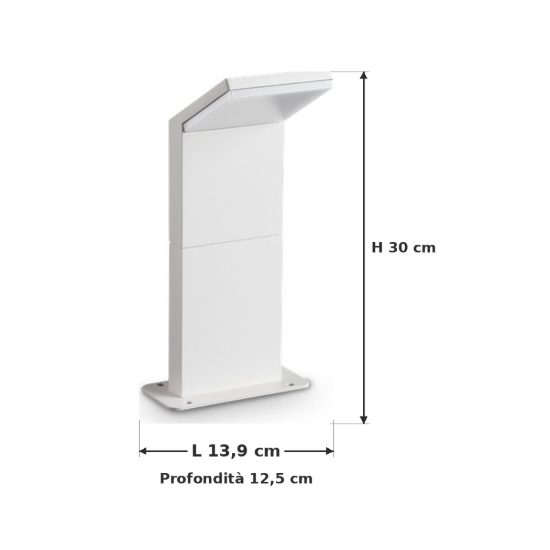 Ideal lux style paletto da esterno giardino con sensore led 8,5w 3000k 30cm rettangolare bianco