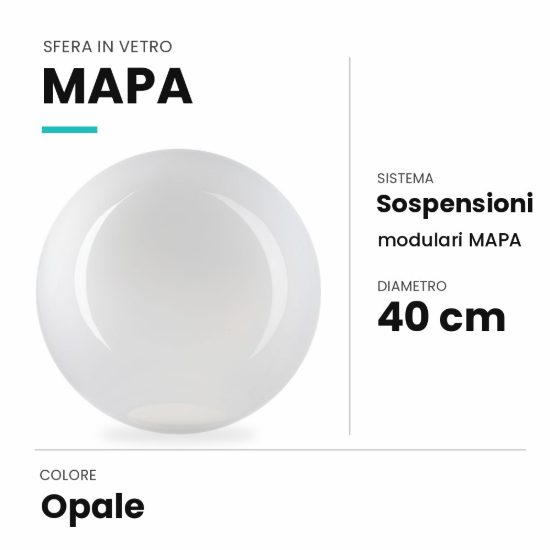 Ideal lux mapa sfera in vetro opale 40cm per sospensioni modulari