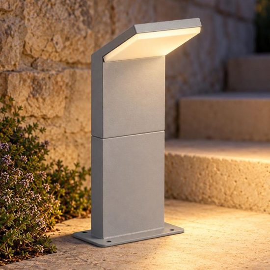 Ideal lux style paletto da esterno giardino con sensore led 8,5w 3000k 30cm rettangolare grigio