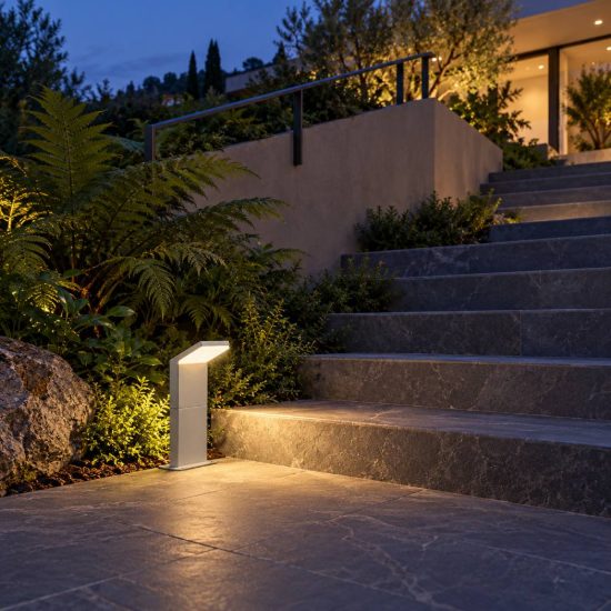 Ideal lux style paletto da esterno giardino con sensore led 8,5w 3000k 30cm rettangolare grigio
