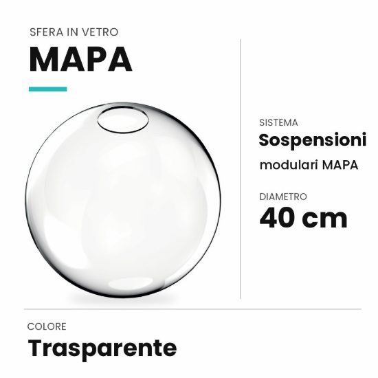 Ideal lux mapa sfera in vetro trasparente 40cm per sospensioni modulari