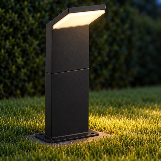 Ideal lux style paletto da esterno giardino con sensore led 8,5w 3000k 30cm rettangolare nero