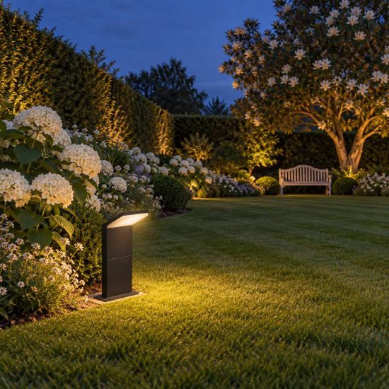 Ideal lux style paletto da esterno giardino con sensore led 8,5w 3000k 30cm rettangolare nero
