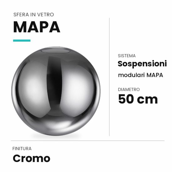 Ideal lux mapa sfera in vetro cromo 50cm per sospensioni modulari