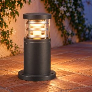 Ideal lux tronco paletto da esterno giardino e27 25cm cilindrico moderno antracite