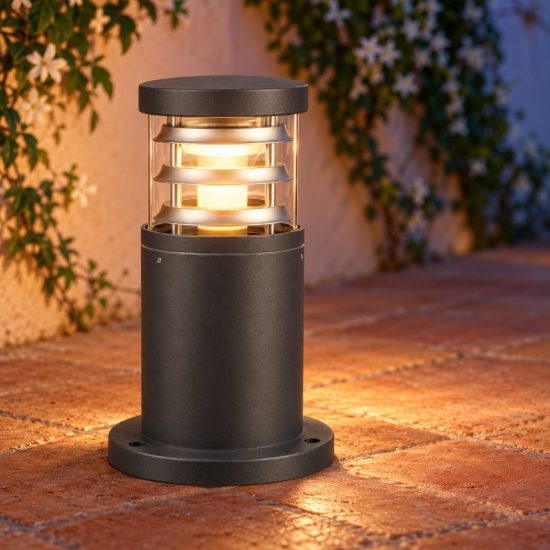 Ideal lux tronco paletto da esterno giardino e27 25cm cilindrico moderno antracite