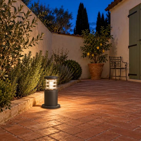 Ideal lux tronco paletto da esterno giardino e27 25cm cilindrico moderno antracite