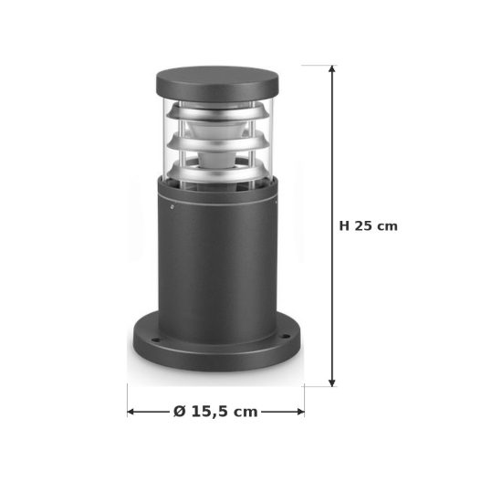 Ideal lux tronco paletto da esterno giardino e27 25cm cilindrico moderno antracite