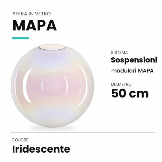 Ideal lux mapa sfera in vetro iridescente 50cm per sospensioni modulari