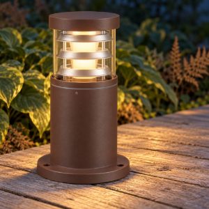 Ideal lux tronco paletto da esterno giardino e27 25cm cilindrico moderno caffè
