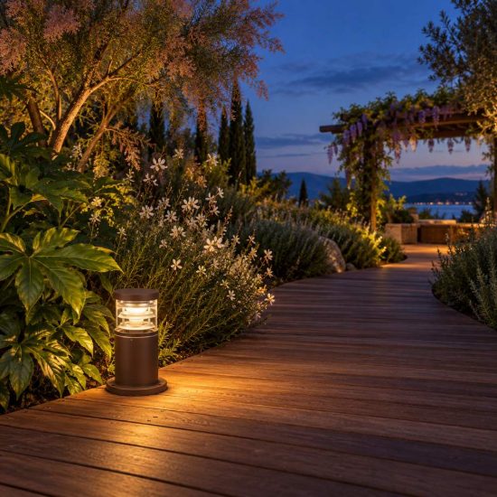 Ideal lux tronco paletto da esterno giardino e27 25cm cilindrico moderno caffè