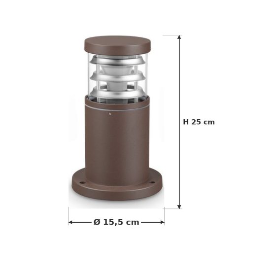 Ideal lux tronco paletto da esterno giardino e27 25cm cilindrico moderno caffè