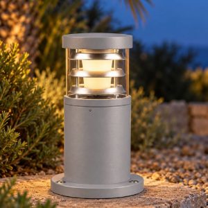 Ideal lux tronco paletto da esterno giardino e27 25cm cilindrico moderno grigio