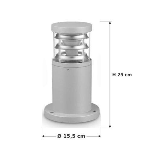 Ideal lux tronco paletto da esterno giardino e27 25cm cilindrico moderno grigio