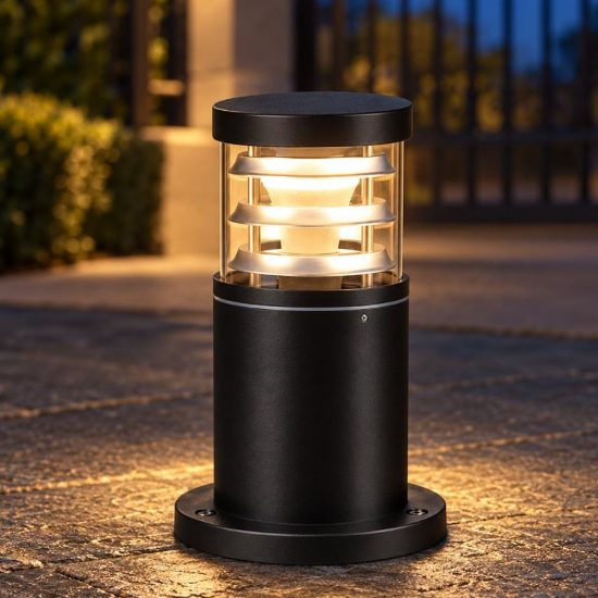 Ideal lux tronco paletto da esterno giardino e27 25cm cilindrico moderno nero