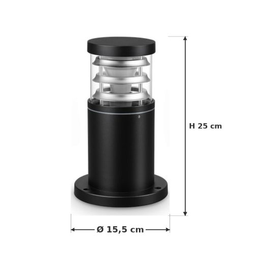 Ideal lux tronco paletto da esterno giardino e27 25cm cilindrico moderno nero