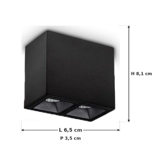 Ideal lux lika plafoniera con 2 faretti led 6w 3000k 6,5cm per ingresso moderna nera