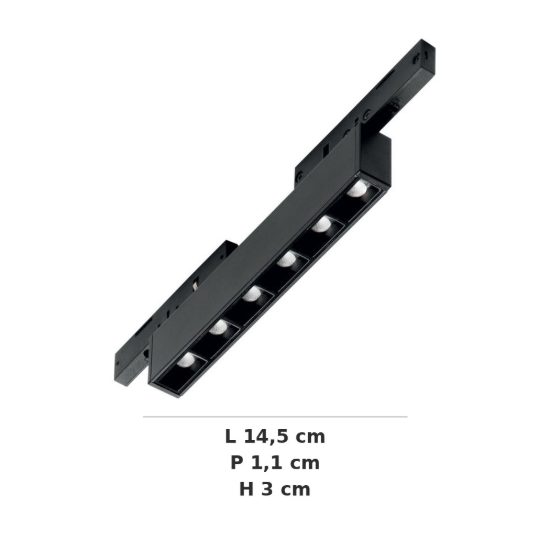 Ideal lux deva accent faretto lineare per binario magnetico led 5w 4000k 14,5cm moderno nero