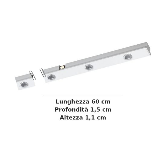 Ideal lux stick modulo lineare a fascio stretto per binario magnetico 48v led 12w 3000k bianco
