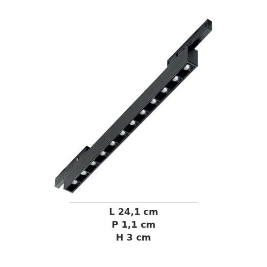 Ideal lux deva accent faretto lineare per binario magnetico led 10w 4000k 24,1cm moderno nero
