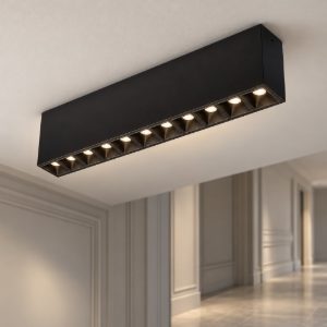 Ideal lux lika plafoniera con 10 faretti led 21w 3000k 27cm per corridoio moderna nera