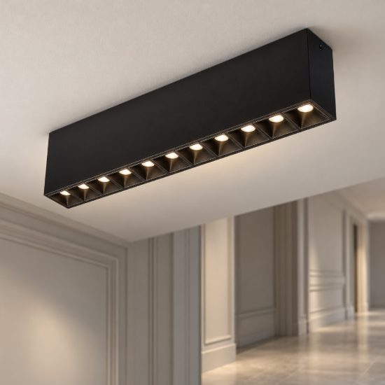 Ideal lux lika plafoniera con 10 faretti led 21w 3000k 27cm per corridoio moderna nera