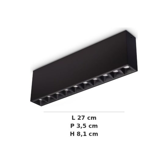 Ideal lux lika plafoniera con 10 faretti led 21w 3000k 27cm per corridoio moderna nera