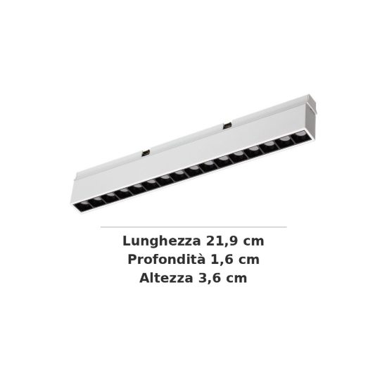 Ideal lux stick modulo lineare a fascio stretto per binario magnetico 48v led 16w 3000k bianco