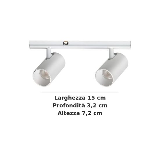 Ideal lux stick faretto doppio per binario magnetico 48v orientabile led 10w 3000k bianco