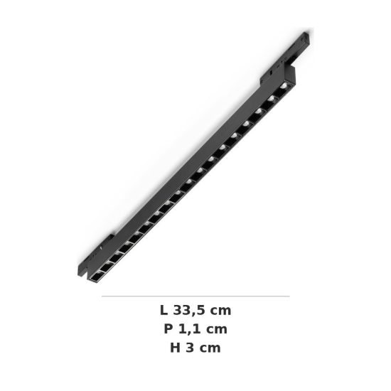 Ideal lux deva accent faretto lineare per binario magnetico led 14w 4000k 33,5cm moderno nero