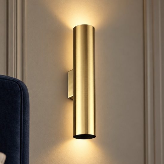 Ideal lux look applique cilindrica 2 luci gu10 15cm per soggiorno contemporanea ottone