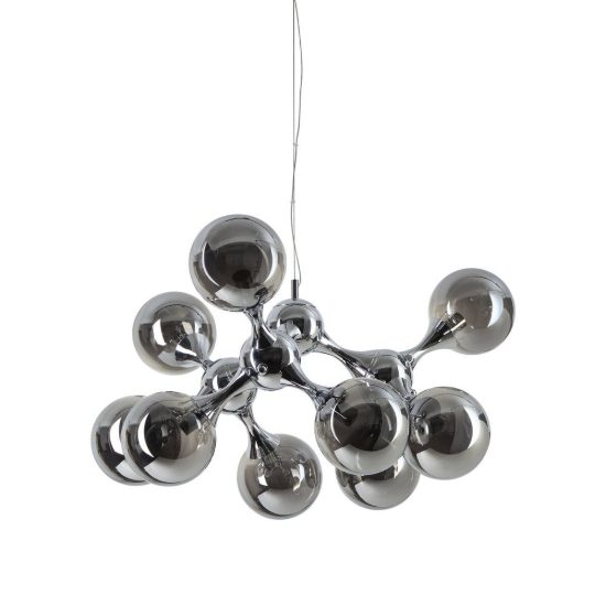 Ideal lux nodi lampadario con 9 luci e14 80cm per sala da pranzo moderno cromo con sfere in vetro