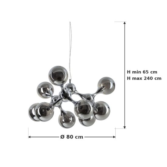 Ideal lux nodi lampadario con 9 luci e14 80cm per sala da pranzo moderno cromo con sfere in vetro
