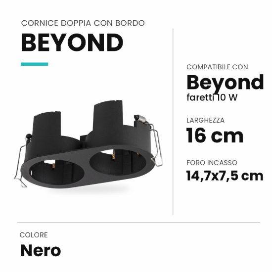 Ideal lux beyond cornice doppia con bordo per faretti da incasso 10w nera