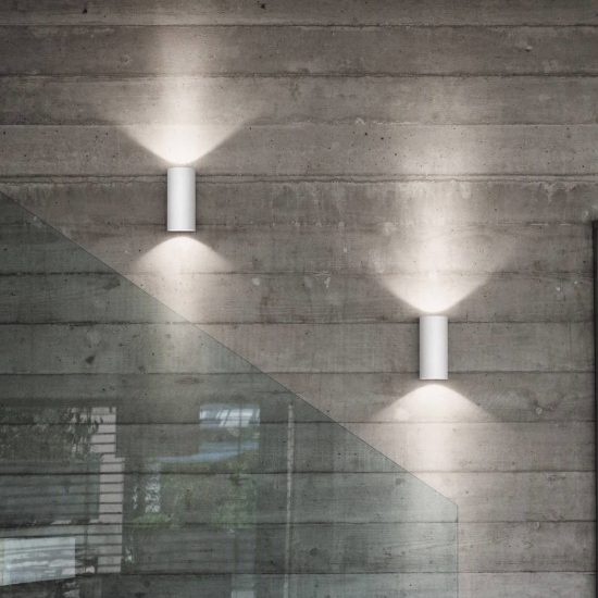 Ideal lux look applique cilindrica 2 luci gu10 30cm per soggiorno moderna bianca