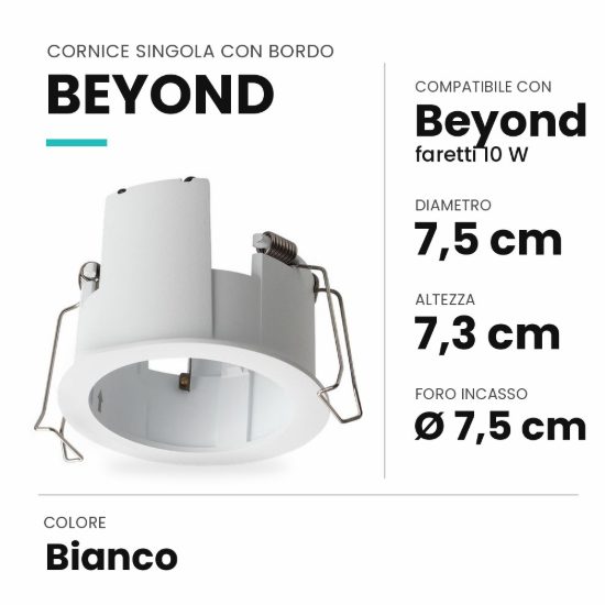 Ideal lux beyond cornice singola con bordo per faretti da incasso 10w bianca