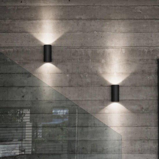 Ideal lux look applique cilindrica 2 luci gu10 30cm per soggiorno moderna nera