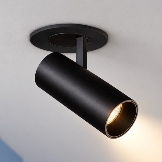 Ideal lux nova faretto da incasso per cartongesso orientabile led 6w 4000k foro 5,5cm rotondo nero