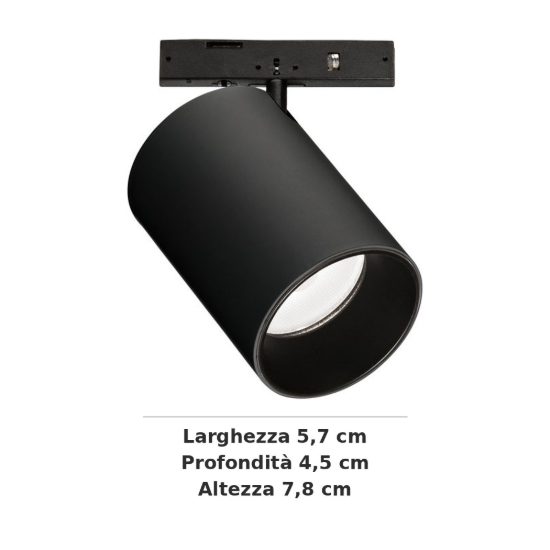 Ideal lux deva faretto per binario magnetico 24v orientabile led 8w 4000k nero