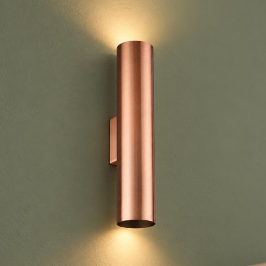Ideal lux look applique cilindrica 2 luci gu10 30cm per soggiorno contemporanea rame